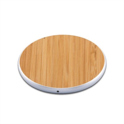 Free Shipping 10W Fast Wood Wireless Charging Pad Zinc Alloy Metal Shell Factory Wholesale Mini USB Bamboo Wireless Charger